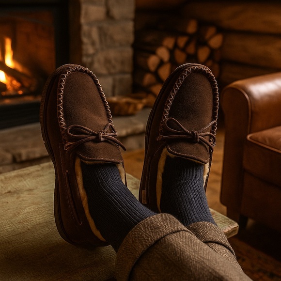Cloud Nine Other - Cloud Nine Sheepskin Brown Suede Moccasin Slippers | Men’s Size 9